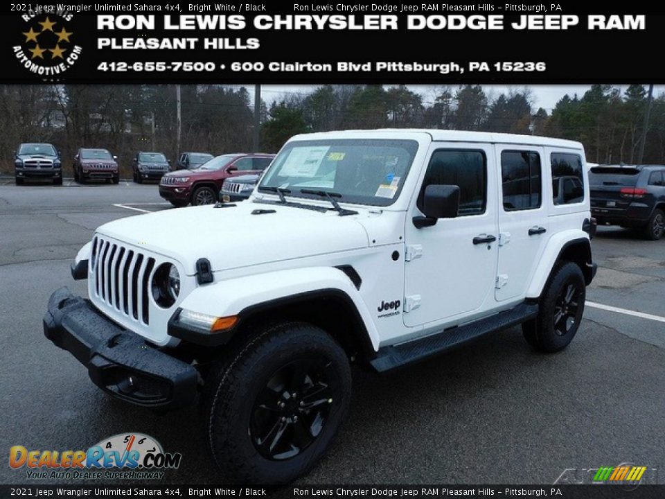 2021 Jeep Wrangler Unlimited Sahara 4x4 Bright White / Black Photo #1