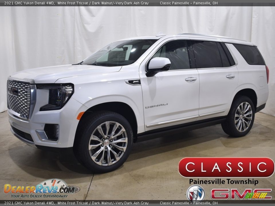 2021 GMC Yukon Denali 4WD White Frost Tricoat / Dark Walnut/­Very Dark Ash Gray Photo #1