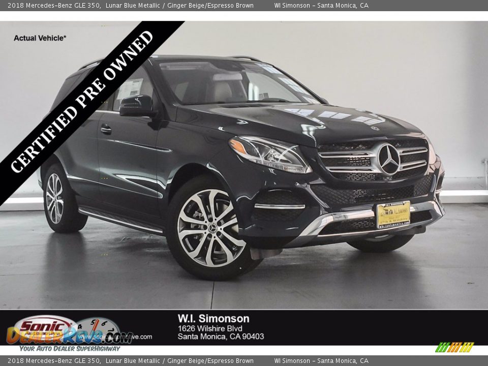 2018 Mercedes-Benz GLE 350 Lunar Blue Metallic / Ginger Beige/Espresso Brown Photo #1