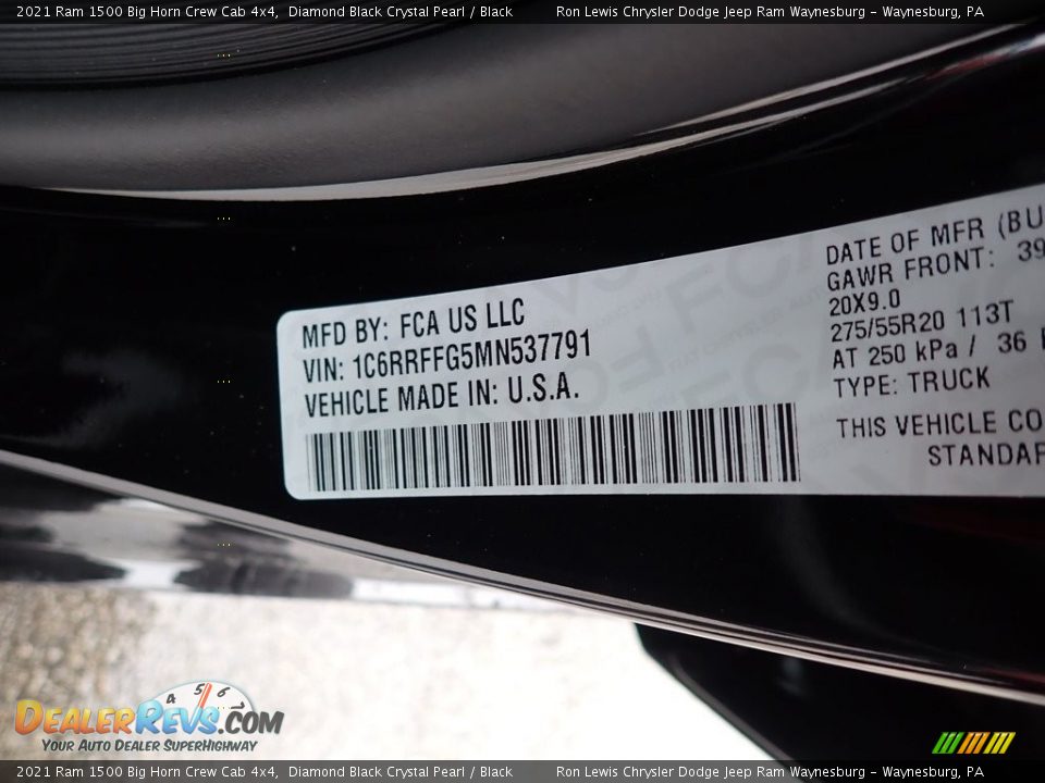 2021 Ram 1500 Big Horn Crew Cab 4x4 Diamond Black Crystal Pearl / Black Photo #17