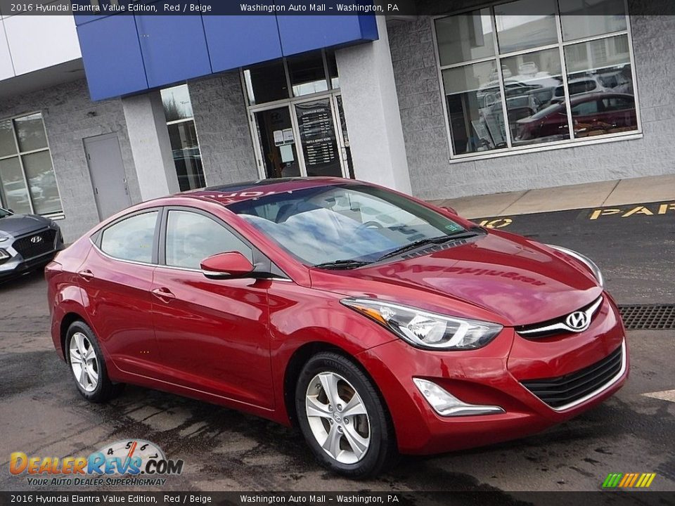 2016 Hyundai Elantra Value Edition Red / Beige Photo #1