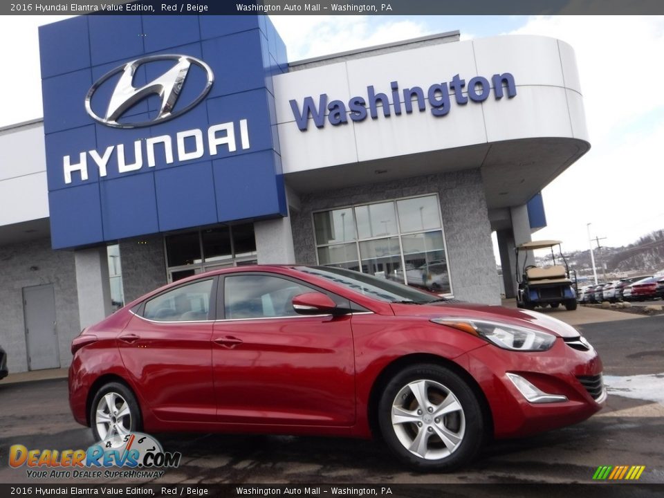 2016 Hyundai Elantra Value Edition Red / Beige Photo #2