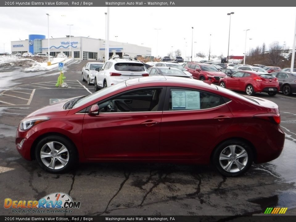 2016 Hyundai Elantra Value Edition Red / Beige Photo #7