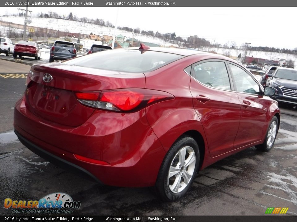 2016 Hyundai Elantra Value Edition Red / Beige Photo #10