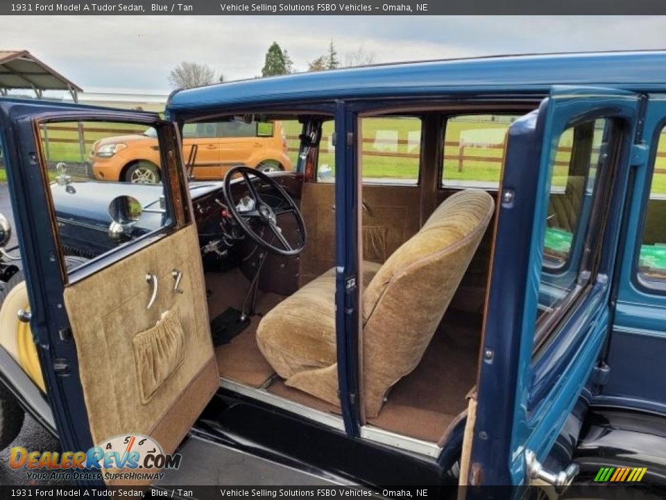 1931 Ford Model A Tudor Sedan Blue / Tan Photo #3