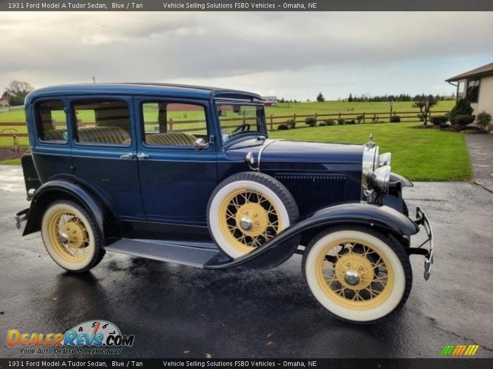 1931 Ford Model A Tudor Sedan Blue / Tan Photo #4
