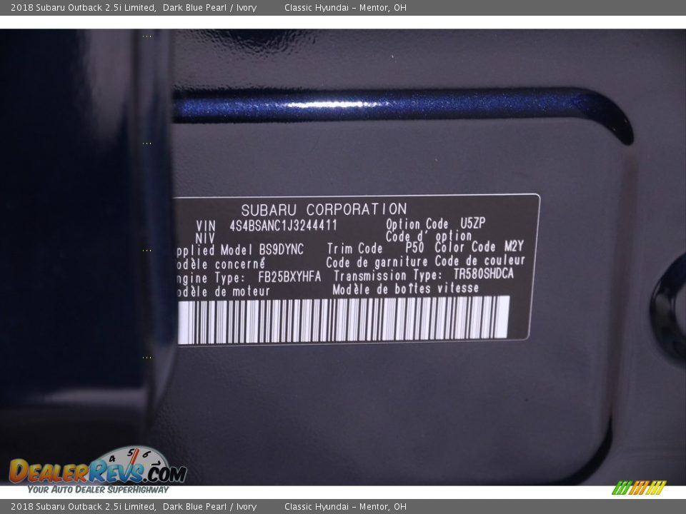2018 Subaru Outback 2.5i Limited Dark Blue Pearl / Ivory Photo #24