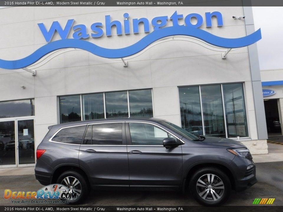 2016 Honda Pilot EX-L AWD Modern Steel Metallic / Gray Photo #2