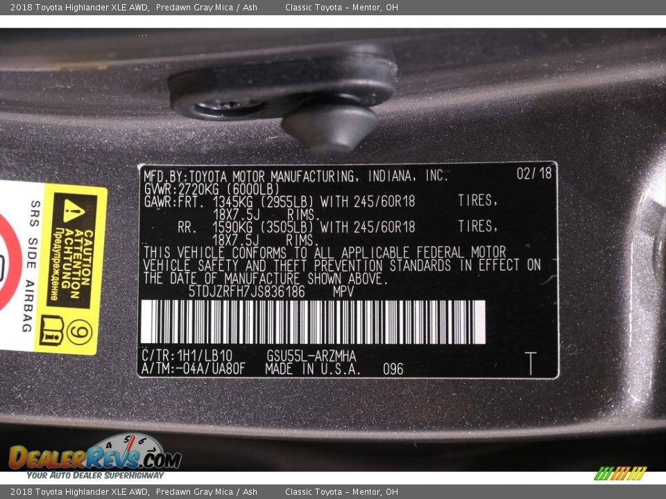 2018 Toyota Highlander XLE AWD Predawn Gray Mica / Ash Photo #26