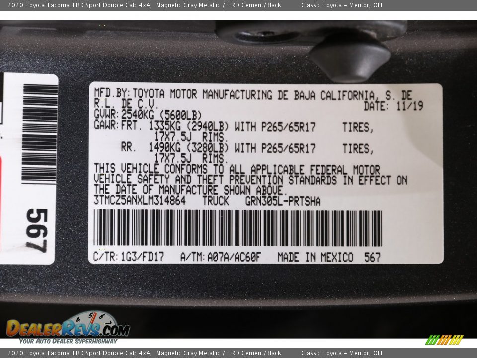 2020 Toyota Tacoma TRD Sport Double Cab 4x4 Magnetic Gray Metallic / TRD Cement/Black Photo #21