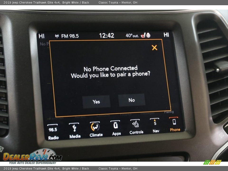 2019 Jeep Cherokee Trailhawk Elite 4x4 Bright White / Black Photo #15