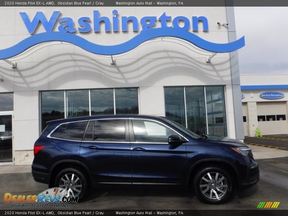2020 Honda Pilot EX-L AWD Obsidian Blue Pearl / Gray Photo #2
