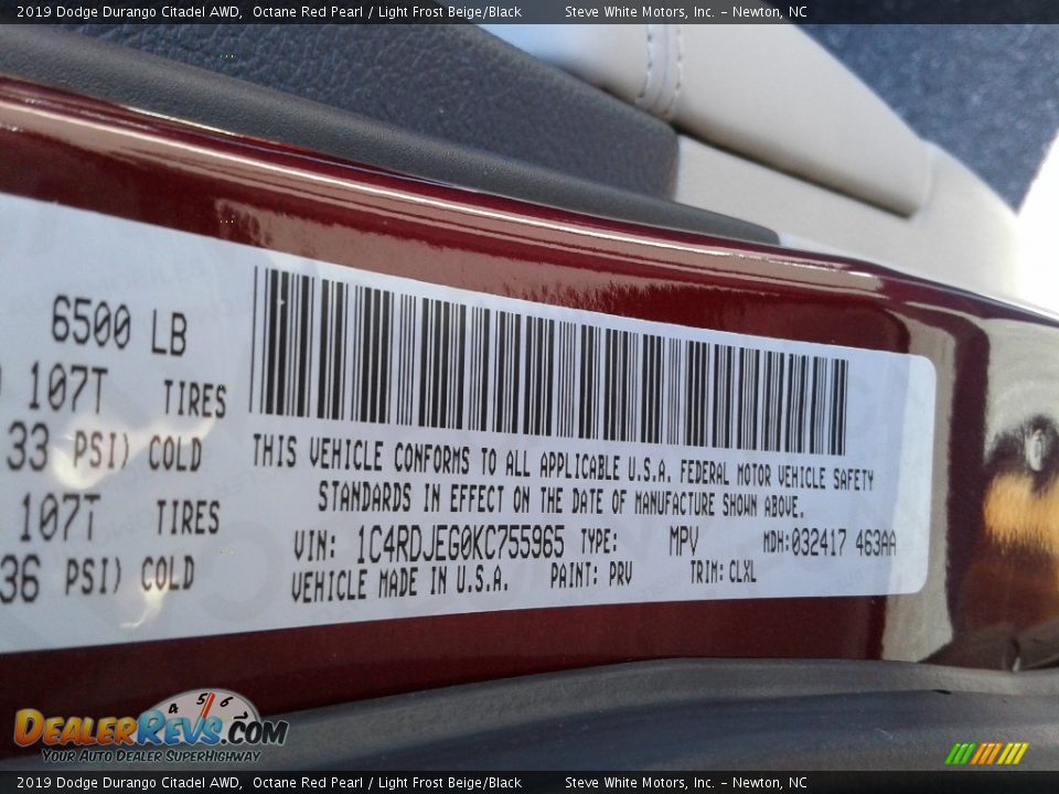 2019 Dodge Durango Citadel AWD Octane Red Pearl / Light Frost Beige/Black Photo #36
