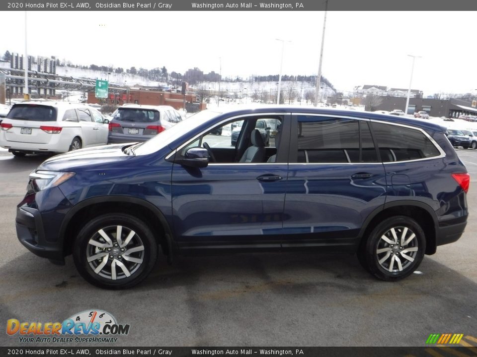 2020 Honda Pilot EX-L AWD Obsidian Blue Pearl / Gray Photo #7