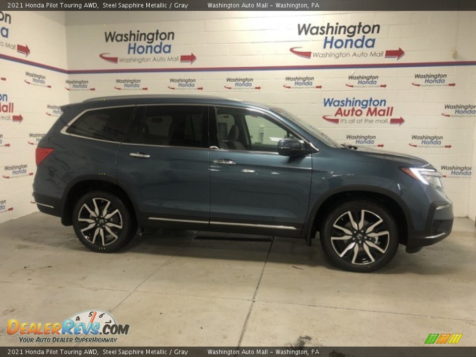 2021 Honda Pilot Touring AWD Steel Sapphire Metallic / Gray Photo #1