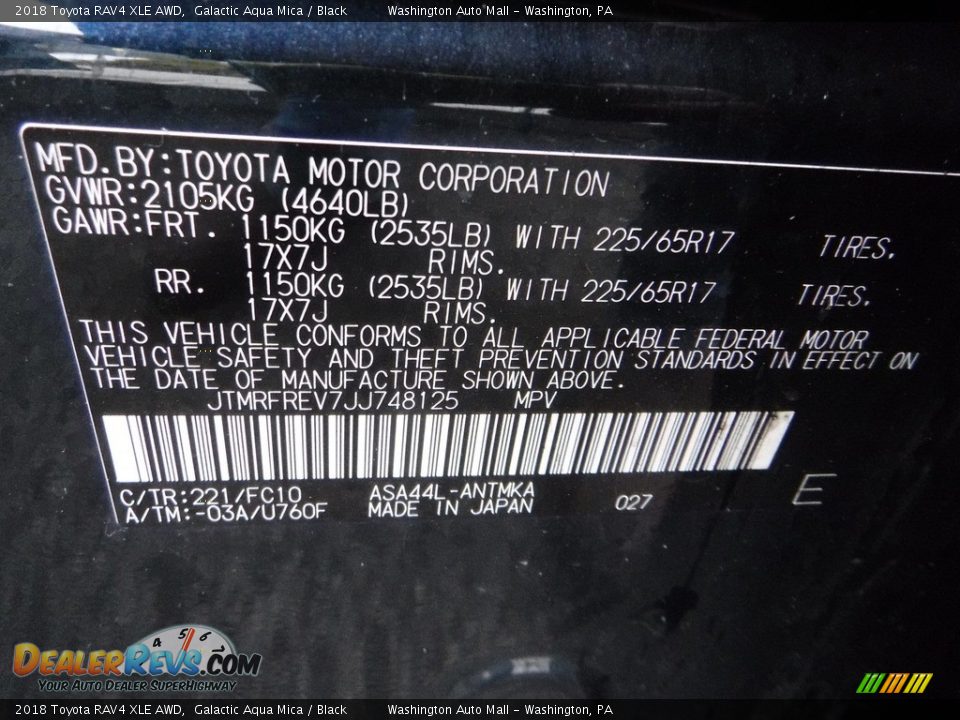 2018 Toyota RAV4 XLE AWD Galactic Aqua Mica / Black Photo #27