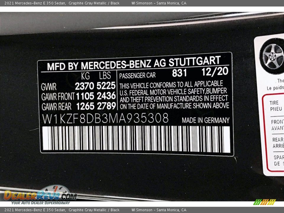 2021 Mercedes-Benz E 350 Sedan Graphite Gray Metallic / Black Photo #10