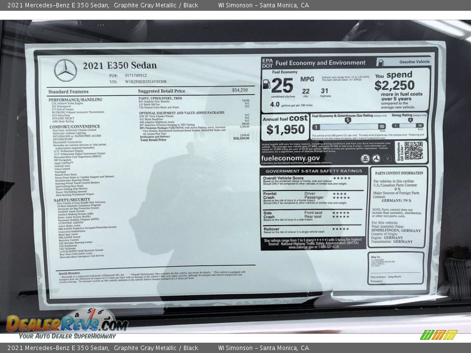 2021 Mercedes-Benz E 350 Sedan Graphite Gray Metallic / Black Photo #11