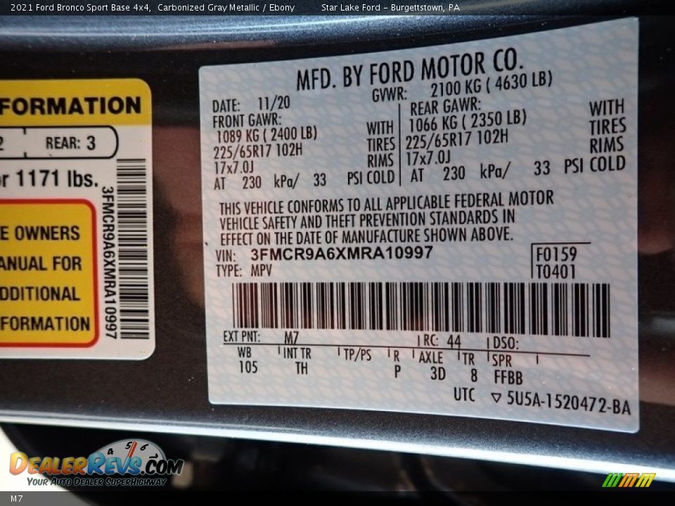Ford Color Code M7 Carbonized Gray Metallic