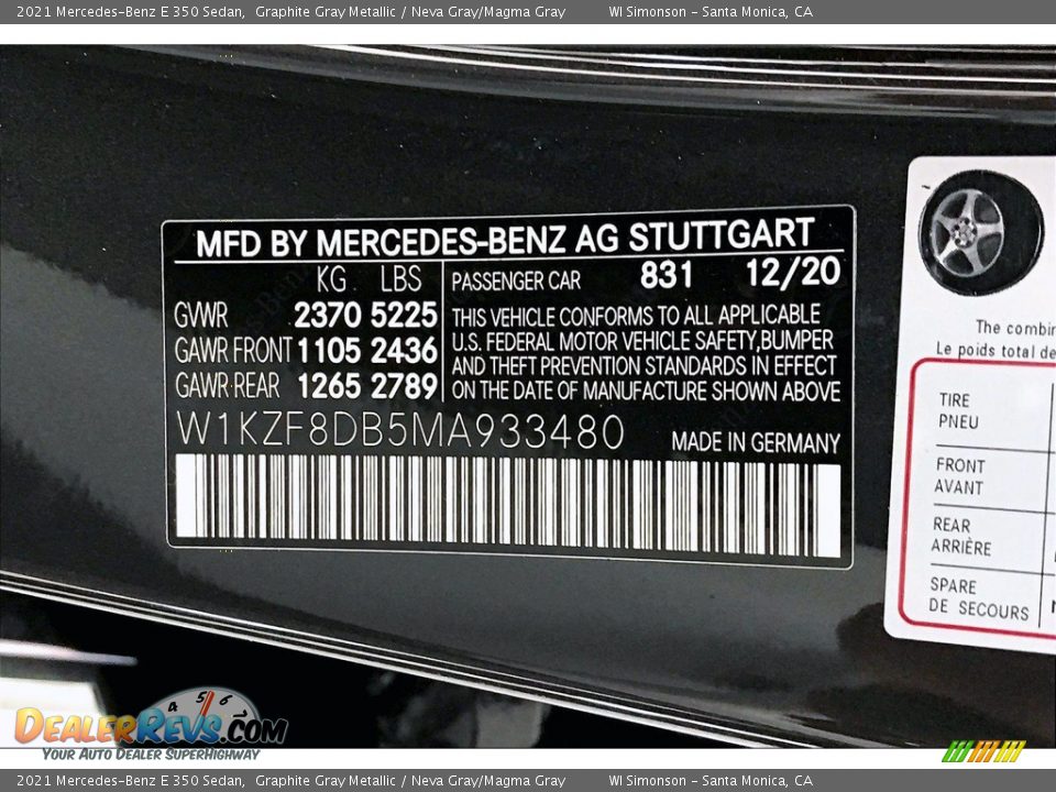 2021 Mercedes-Benz E 350 Sedan Graphite Gray Metallic / Neva Gray/Magma Gray Photo #10