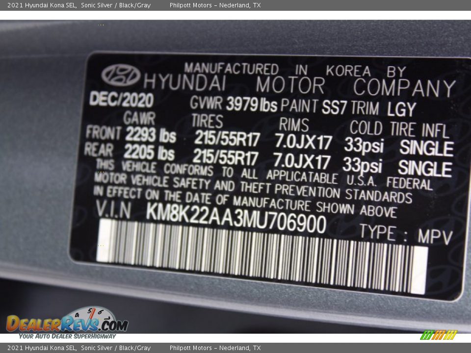 2021 Hyundai Kona SEL Sonic Silver / Black/Gray Photo #24