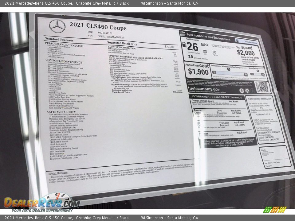 2021 Mercedes-Benz CLS 450 Coupe Window Sticker Photo #11