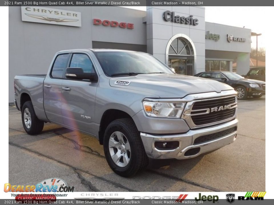 2021 Ram 1500 Big Horn Quad Cab 4x4 Billet Silver Metallic / Diesel Gray/Black Photo #1