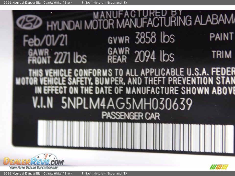 2021 Hyundai Elantra SEL Quartz White / Black Photo #24