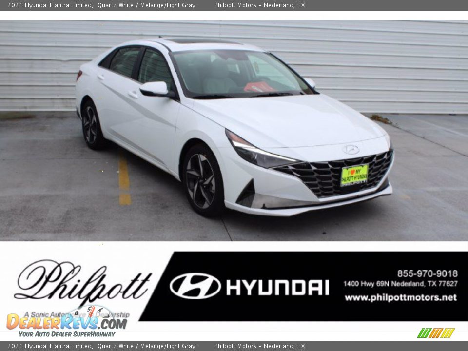 2021 Hyundai Elantra Limited Quartz White / Melange/Light Gray Photo #1