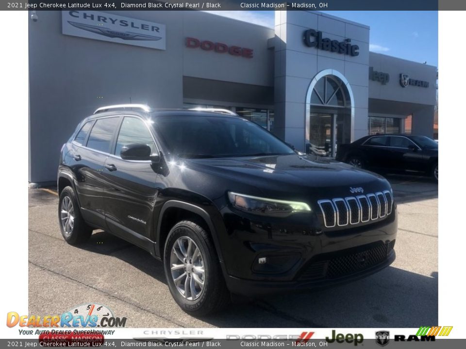 2021 Jeep Cherokee Latitude Lux 4x4 Diamond Black Crystal Pearl / Black Photo #1