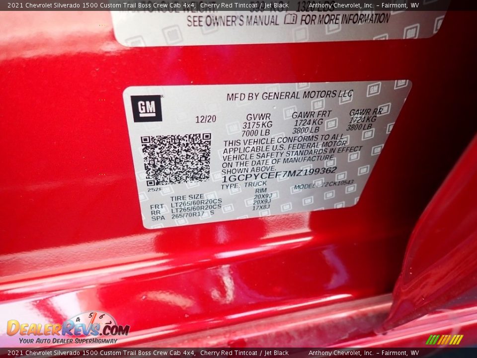 2021 Chevrolet Silverado 1500 Custom Trail Boss Crew Cab 4x4 Cherry Red Tintcoat / Jet Black Photo #15