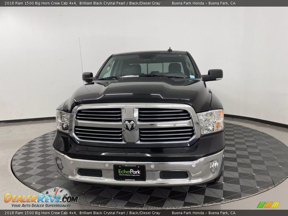 2018 Ram 1500 Big Horn Crew Cab 4x4 Brilliant Black Crystal Pearl / Black/Diesel Gray Photo #3