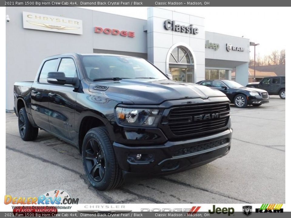 2021 Ram 1500 Big Horn Crew Cab 4x4 Diamond Black Crystal Pearl / Black Photo #1