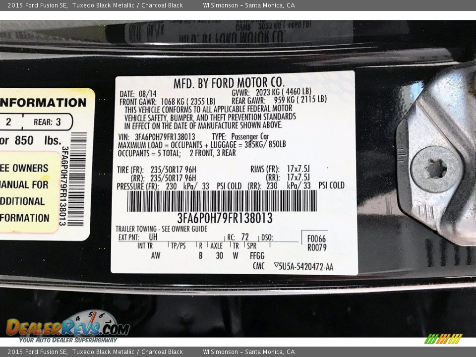 2015 Ford Fusion SE Tuxedo Black Metallic / Charcoal Black Photo #33