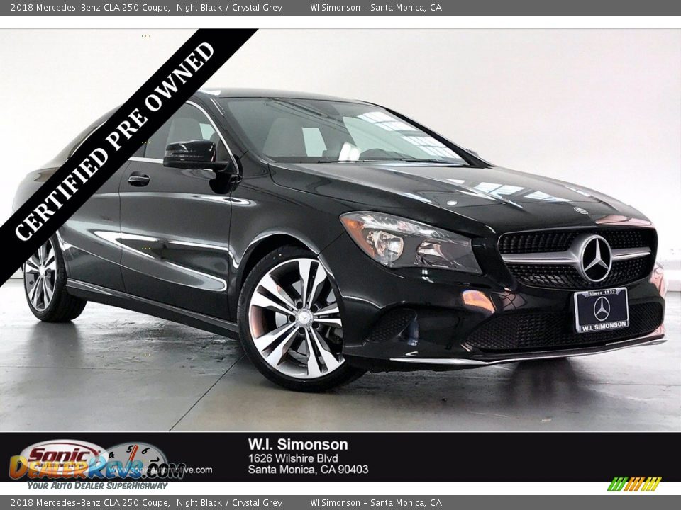 2018 Mercedes-Benz CLA 250 Coupe Night Black / Crystal Grey Photo #1