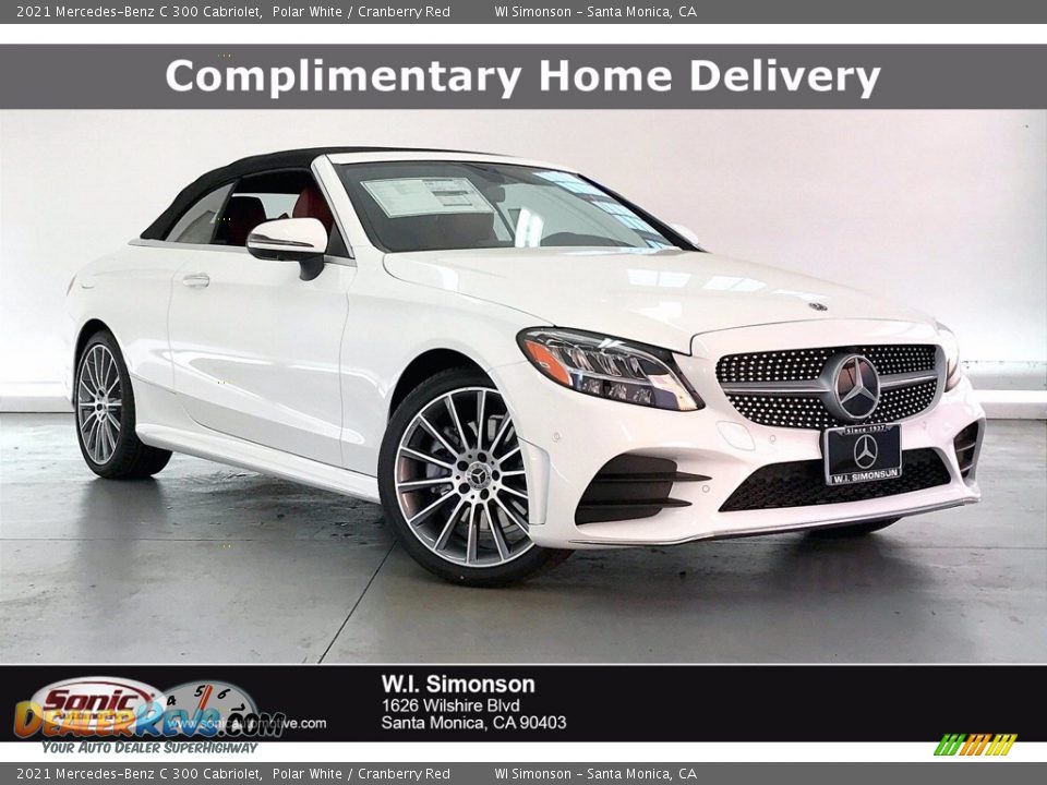 2021 Mercedes-Benz C 300 Cabriolet Polar White / Cranberry Red Photo #1