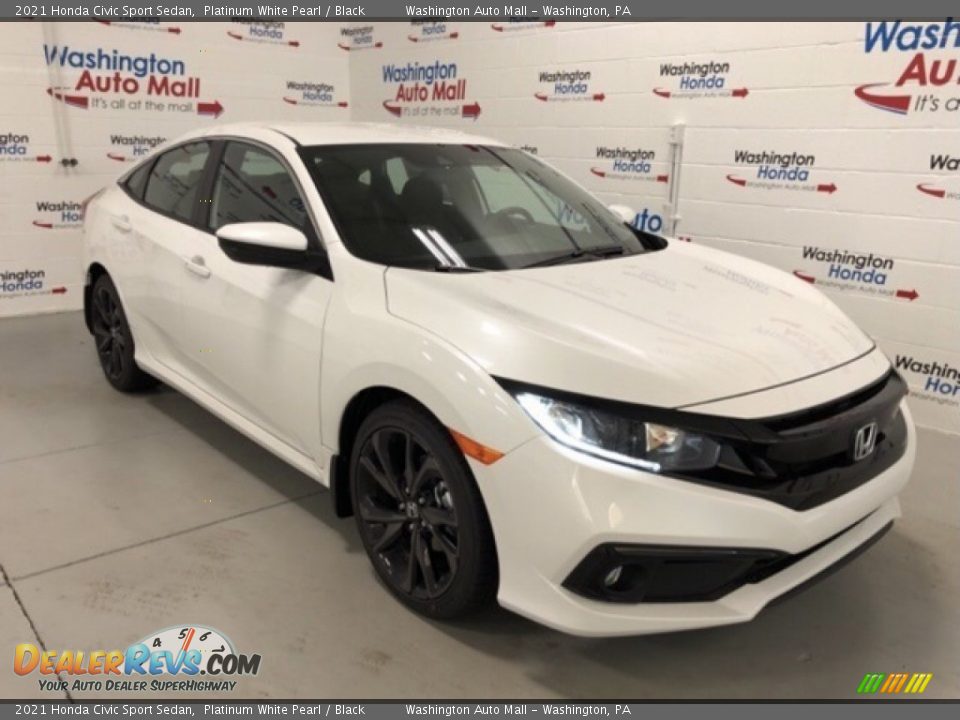 2021 Honda Civic Sport Sedan Platinum White Pearl / Black Photo #2