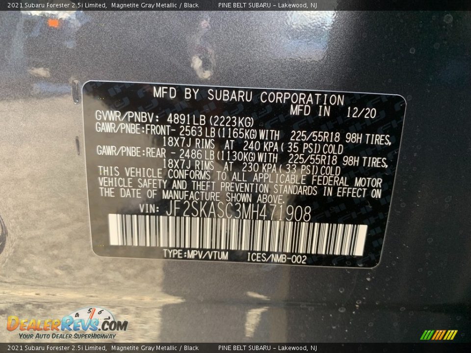 2021 Subaru Forester 2.5i Limited Magnetite Gray Metallic / Black Photo #14