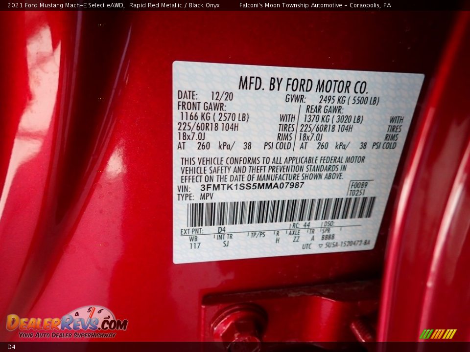 Ford Color Code D4 Rapid Red Metallic