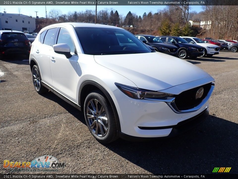 2021 Mazda CX-5 Signature AWD Snowflake White Pearl Mica / Caturra Brown Photo #3