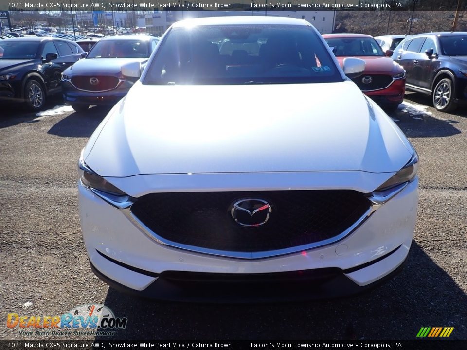 2021 Mazda CX-5 Signature AWD Snowflake White Pearl Mica / Caturra Brown Photo #4