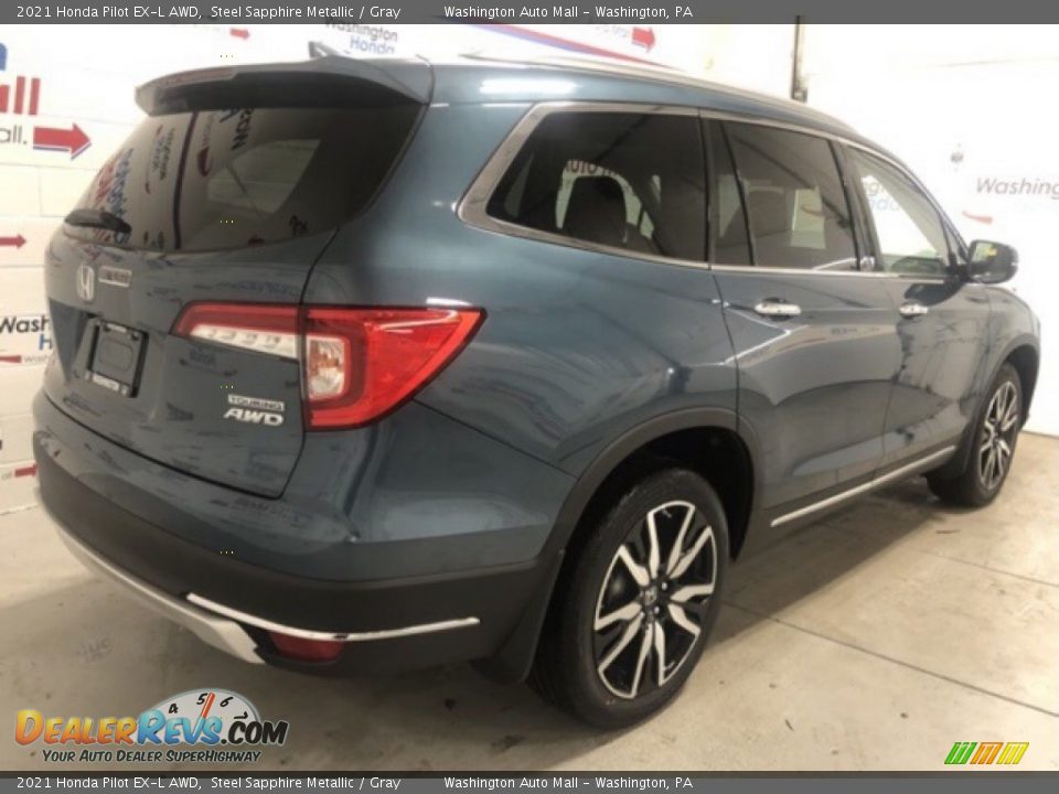 2021 Honda Pilot EX-L AWD Steel Sapphire Metallic / Gray Photo #3