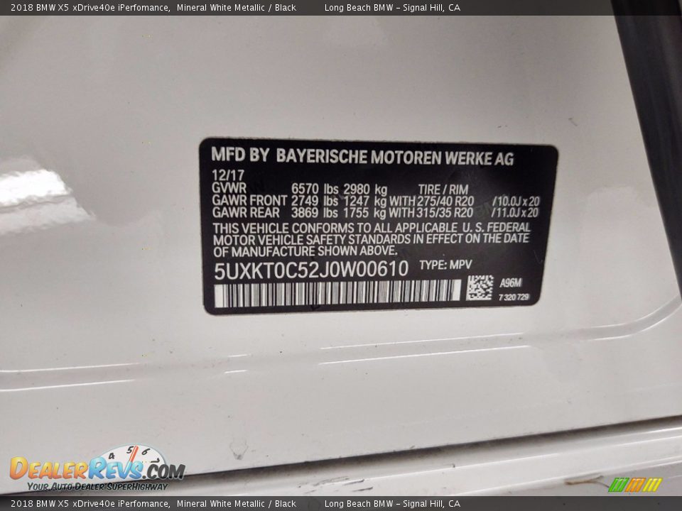 2018 BMW X5 xDrive40e iPerfomance Mineral White Metallic / Black Photo #35
