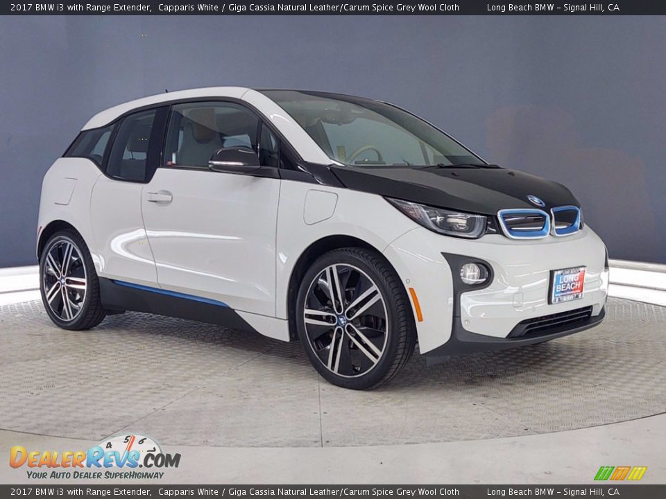 2017 BMW i3 with Range Extender Capparis White / Giga Cassia Natural Leather/Carum Spice Grey Wool Cloth Photo #1