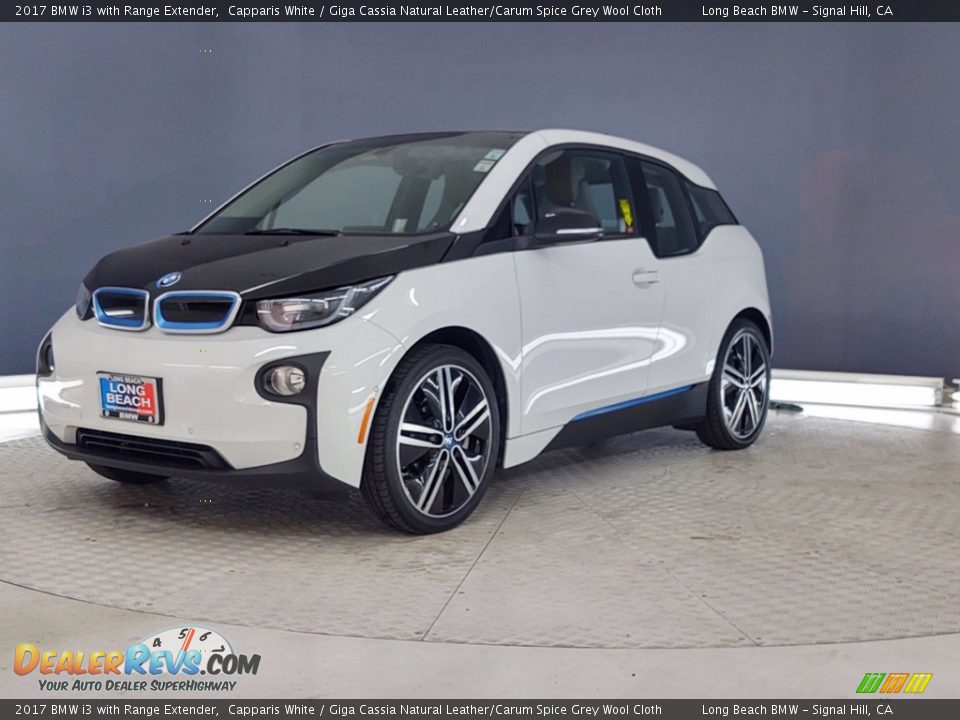 2017 BMW i3 with Range Extender Capparis White / Giga Cassia Natural Leather/Carum Spice Grey Wool Cloth Photo #3