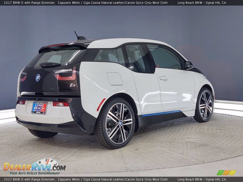 2017 BMW i3 with Range Extender Capparis White / Giga Cassia Natural Leather/Carum Spice Grey Wool Cloth Photo #5