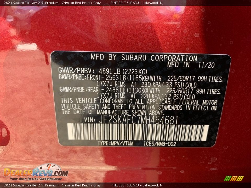 2021 Subaru Forester 2.5i Premium Crimson Red Pearl / Gray Photo #14