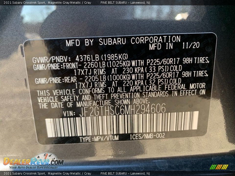 2021 Subaru Crosstrek Sport Magnetite Gray Metallic / Gray Photo #14