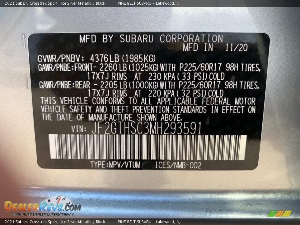 2021 Subaru Crosstrek Sport Ice Silver Metallic / Black Photo #14