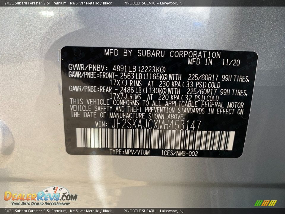 2021 Subaru Forester 2.5i Premium Ice Silver Metallic / Black Photo #14